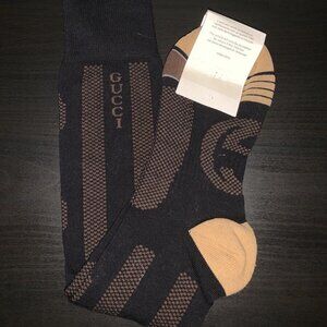 Gucci Interlocking G Furia Long Socks -Black Cotton Blend -Size S (18-20cm) -NWT